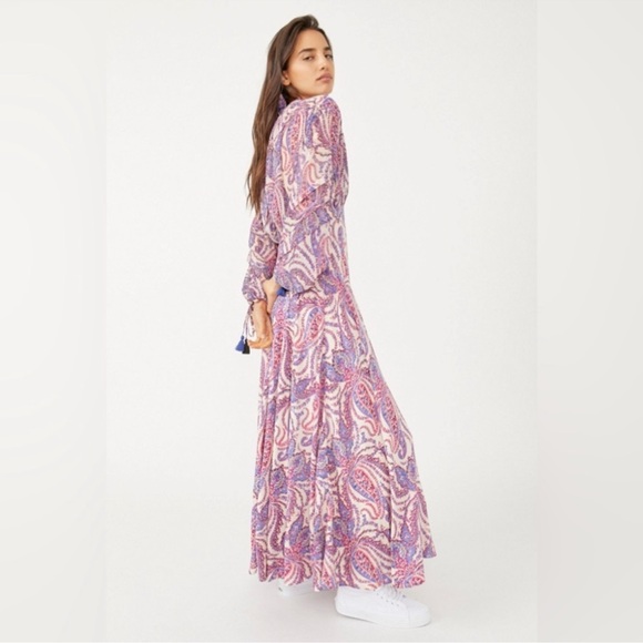Free People Mirage Maxi Dress in Pink Paisley Size 10 - Picture 2 of 8